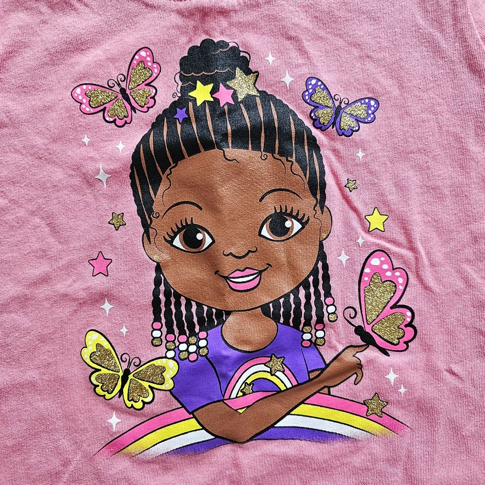 The Children’s Place 100% Cotton Pink Girl Icons Graphic Tee T-shirt Size 5T